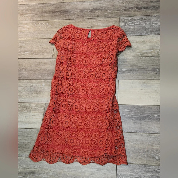 Anthropologie Moulinette Soeurs orange  lace mini sheath dress - Picture 4 of 8
